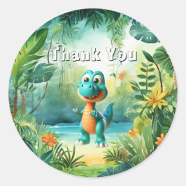 Redondo Adesivo de dinossauro bonito