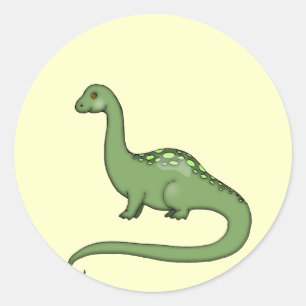 Redondo Adesivo de Dinossauro Verde de Crianças Fofas