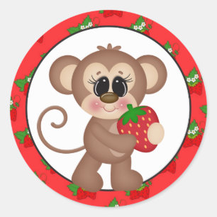 Redondo Adesivo de diversão de desenhos do Strawberry Mon