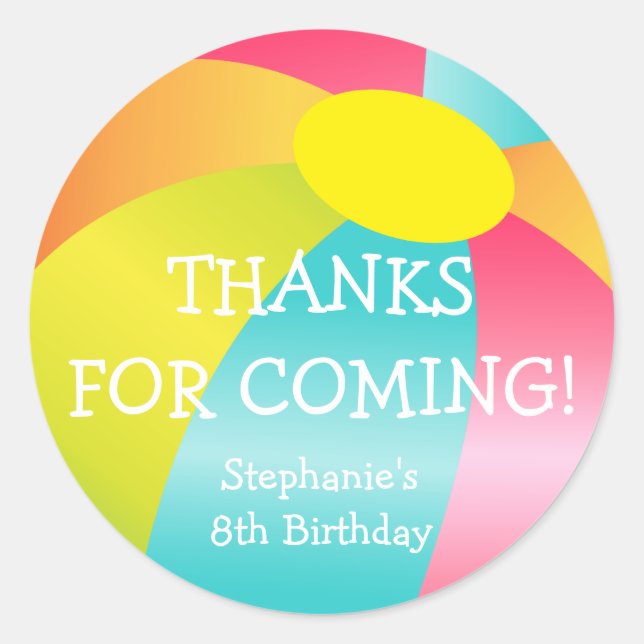 Redondo Adesivo de diversão de Verão de Bola de Praia (Frente)