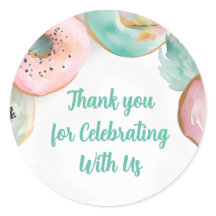 Adesivo de Donut Rosa com Aquarela Doce