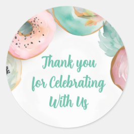 Redondo Adesivo de Donut Rosa com Aquarela Doce