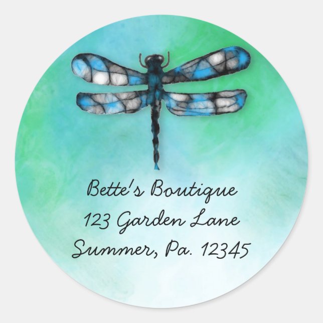 Redondo Adesivo de Dragonfly Personalizado (Frente)