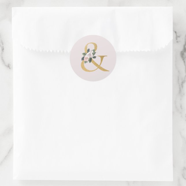 Redondo Adesivo de e-comércio de rosas da primavera dourad (Bolsa)