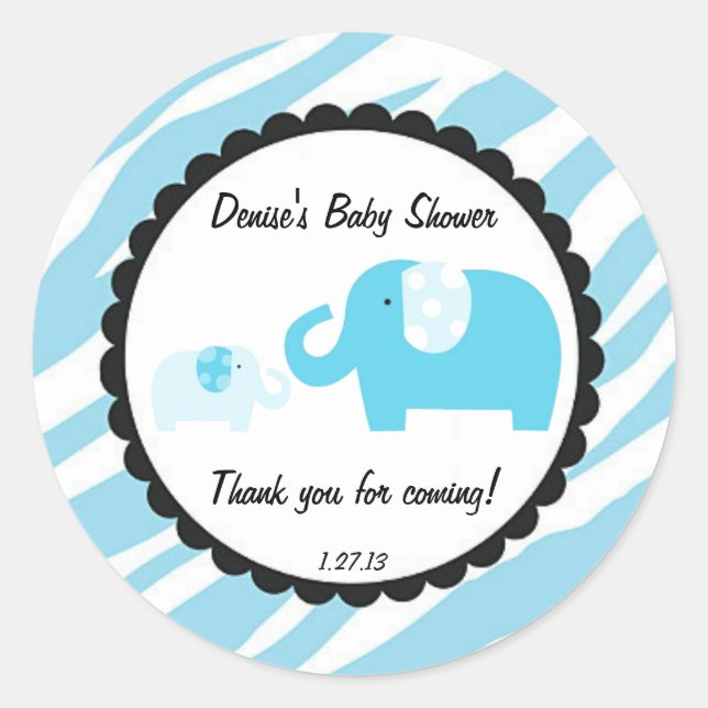 Redondo Adesivo de elefante Safari azul (Frente)