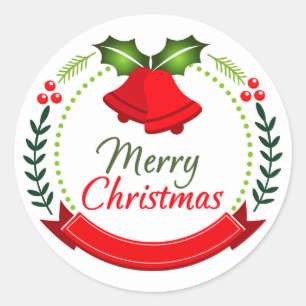Redondo Adesivo de Elementos de Coroa de Natal Alegre
