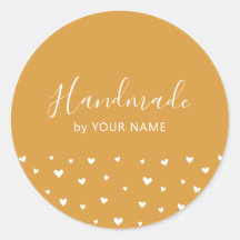 Adesivo de embalagem feito à mão com corações simp