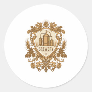 Redondo Adesivo de Emblema de Cervejaria Vintage Cerveja