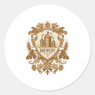Redondo Adesivo de Emblema de Cervejaria Vintage | Cerveja
