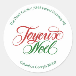 Redondo Adesivo de Endereço de Retorno Joyeux Noël