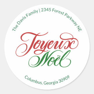 Redondo Adesivo de Endereço de Retorno Joyeux Noël