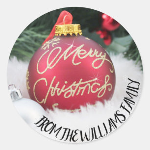 Redondo Adesivo de Enfeite de Natal - Texto Personalizado