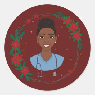 Redondo Adesivo de Enfermeira de Natal, Presente Personali