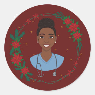 Redondo Adesivo de Enfermeira de Natal, Presente Personali