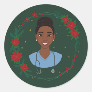 Redondo Adesivo de Enfermeira de Natal, Presente Personali