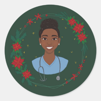 Redondo Adesivo de Enfermeira de Natal, Presente Personali