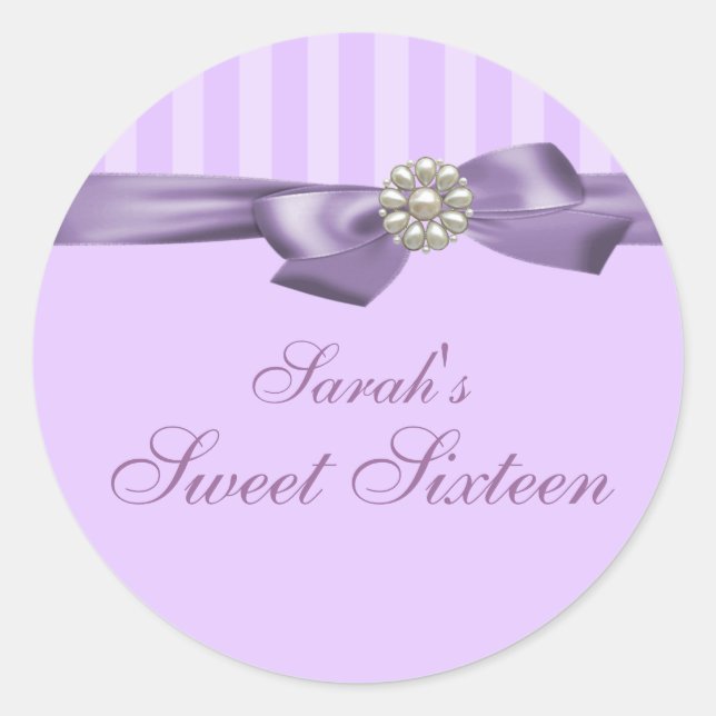 Redondo Adesivo de Envelope Sweet 16 Arco Roxo (Frente)