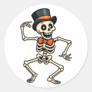 Redondo Adesivo de Esqueleto Dançante de Halloween