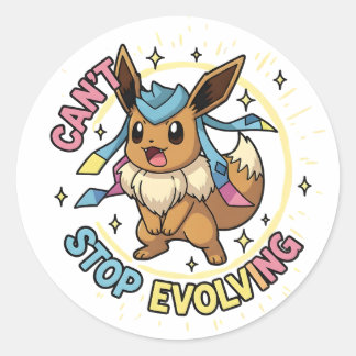 Redondo Adesivo de Evolução Eevee | Pacote de Evolução Pok