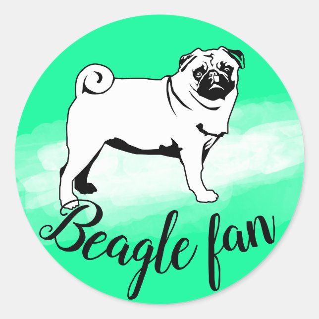 Redondo Adesivo de Fã de Pug (Frente)