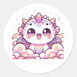 Redondo Adesivo de fantasia de dragão Axolote Rosa Fofo