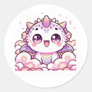Redondo Adesivo de fantasia de dragão Axolote Rosa Fofo