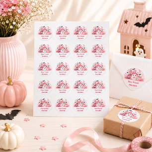 Redondo Adesivo de Fantasma de Halloween Kawaii Personaliz