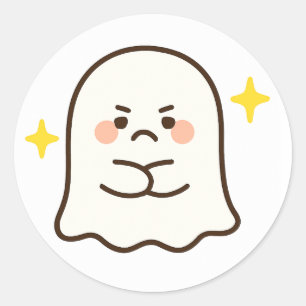 Redondo Adesivo de Fantasma Reprovador Kawaii