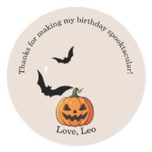 Adesivo de Favor de Aniversário de Halloween Cute