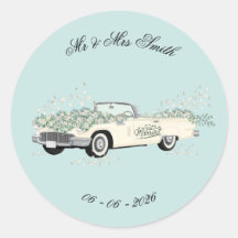 Adesivo de Favor de Carro de Casamento Antigo