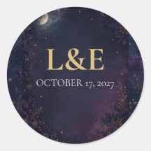 Adesivo de Favor de Casamento Gótico Celestial Per