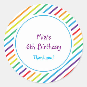 Redondo Adesivo de Favor de Festa Colorido Listras de Arco