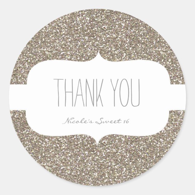 Redondo Adesivo de Favor de Festa de Aniversário Branco co (Frente)