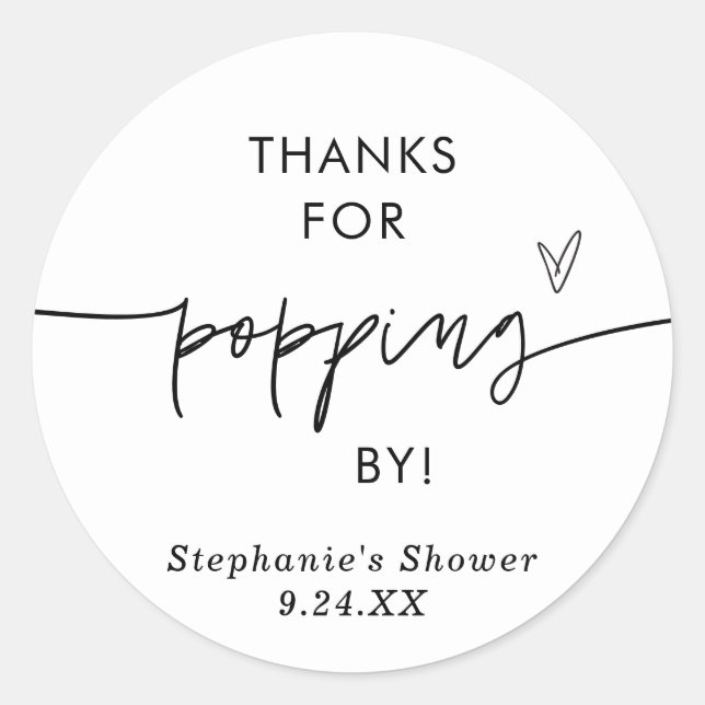 Redondo Adesivo de Favor de Pipoca, Obrigado por Passar po (Frente)