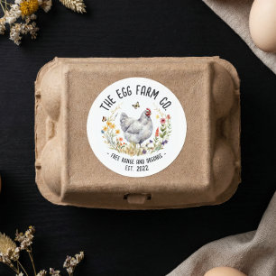 Redondo Adesivo de Fazenda de Ovos Personalizado Logotipo 