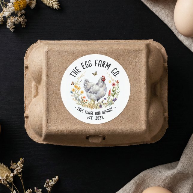 Redondo Adesivo de Fazenda de Ovos Personalizado Logotipo  (Criador carregado)