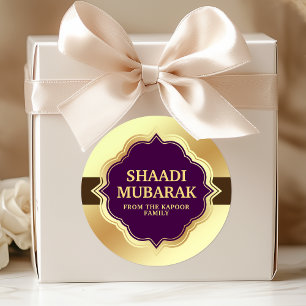 Redondo Adesivo de Felicitações de Casamento Shaadi Mubara