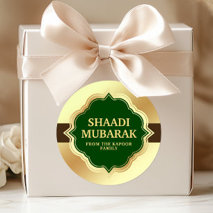 Redondo Adesivo de Felicitações de Casamento Shaadi Mubara