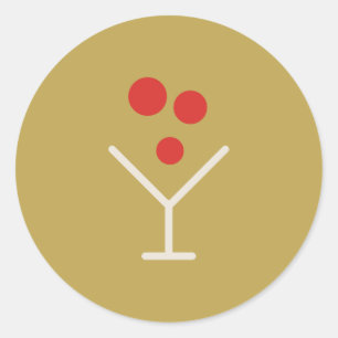 Redondo Adesivo de Feriado Holly Jolly Gold Martini