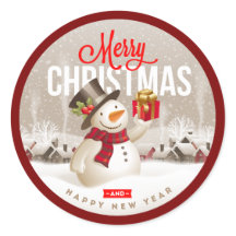 Adesivo de Férias de Boneco de Neve Festivo – Feli