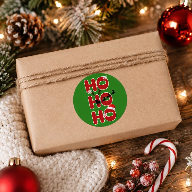 Redondo Adesivo de Férias de Natal Ho Ho Ho (Criador carregado)