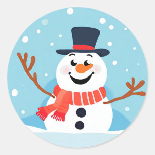 Redondo Adesivo de Férias de Natal Homem de Neve