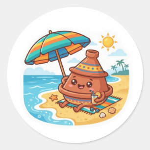 Redondo Adesivo de Férias na Praia com Tajine Marroquina K