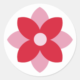 Redondo Adesivo de Férias Vermelho e Rosa Grande Poinsetti