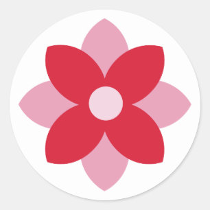 Redondo Adesivo de Férias Vermelho e Rosa Grande Poinsetti