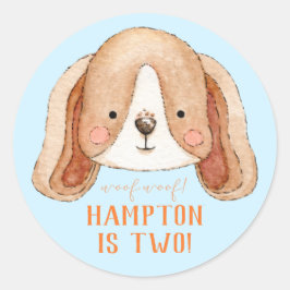 Redondo Adesivo de festa de aniversário de cachorrinho per