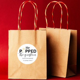 Redondo Adesivo de festa de noivado, ele fez o pedido