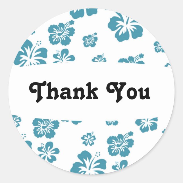 Redondo Adesivo de festa floral de flor de hibisco branco  (Frente)