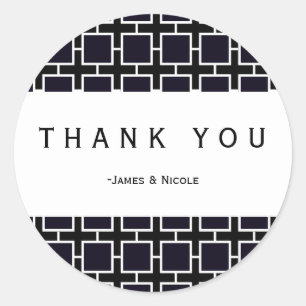 Redondo Adesivo de festa geométrico preto e branco