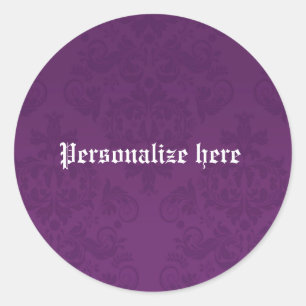 Redondo Adesivo de festa personalizado elegante em roxo Da